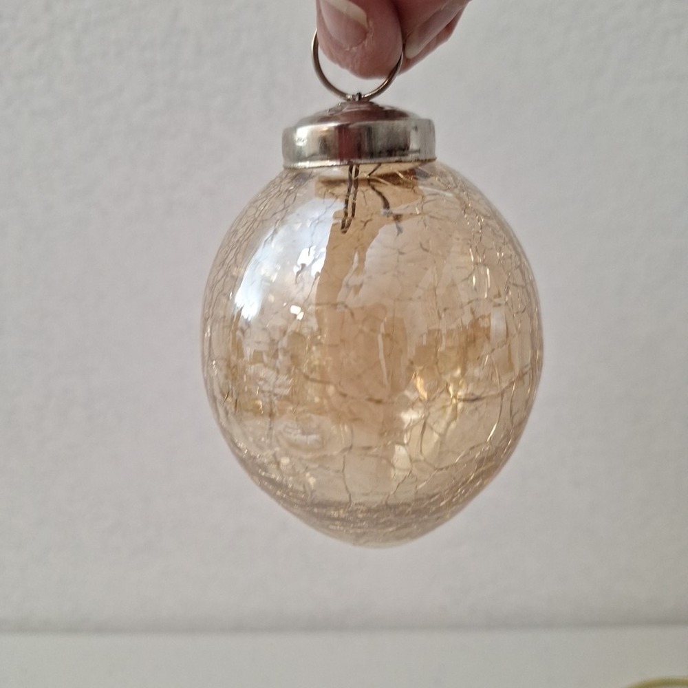 Vintage Kugle Style Mercury Crackle Glass Ball Christmas Gold Ornament 4", Heavy - Picture 14 of 16